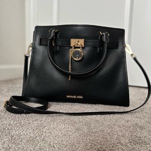 Black Hamilton Michael Kors purse with gold hardware and matching wallet
